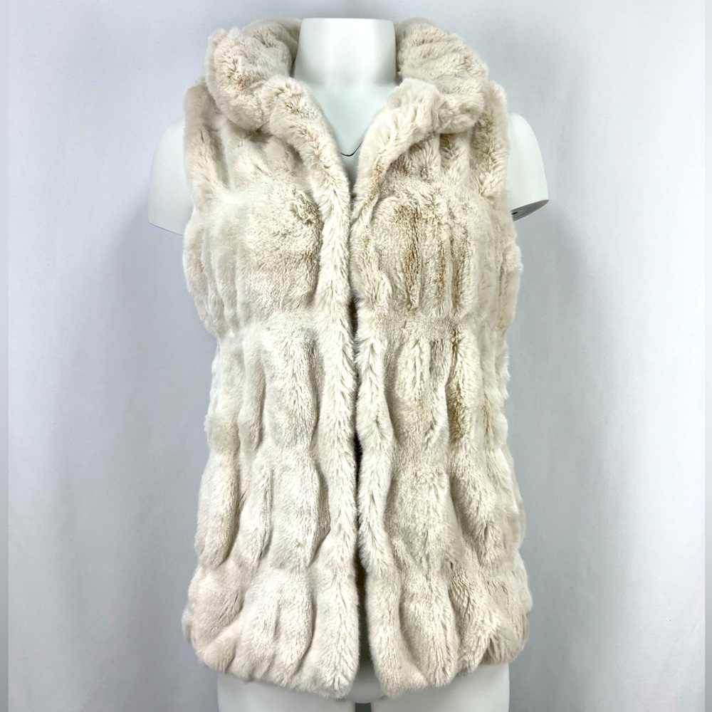 NWOT Fabulous Furs Couture Ivory Mink Hook Vest, Size XS